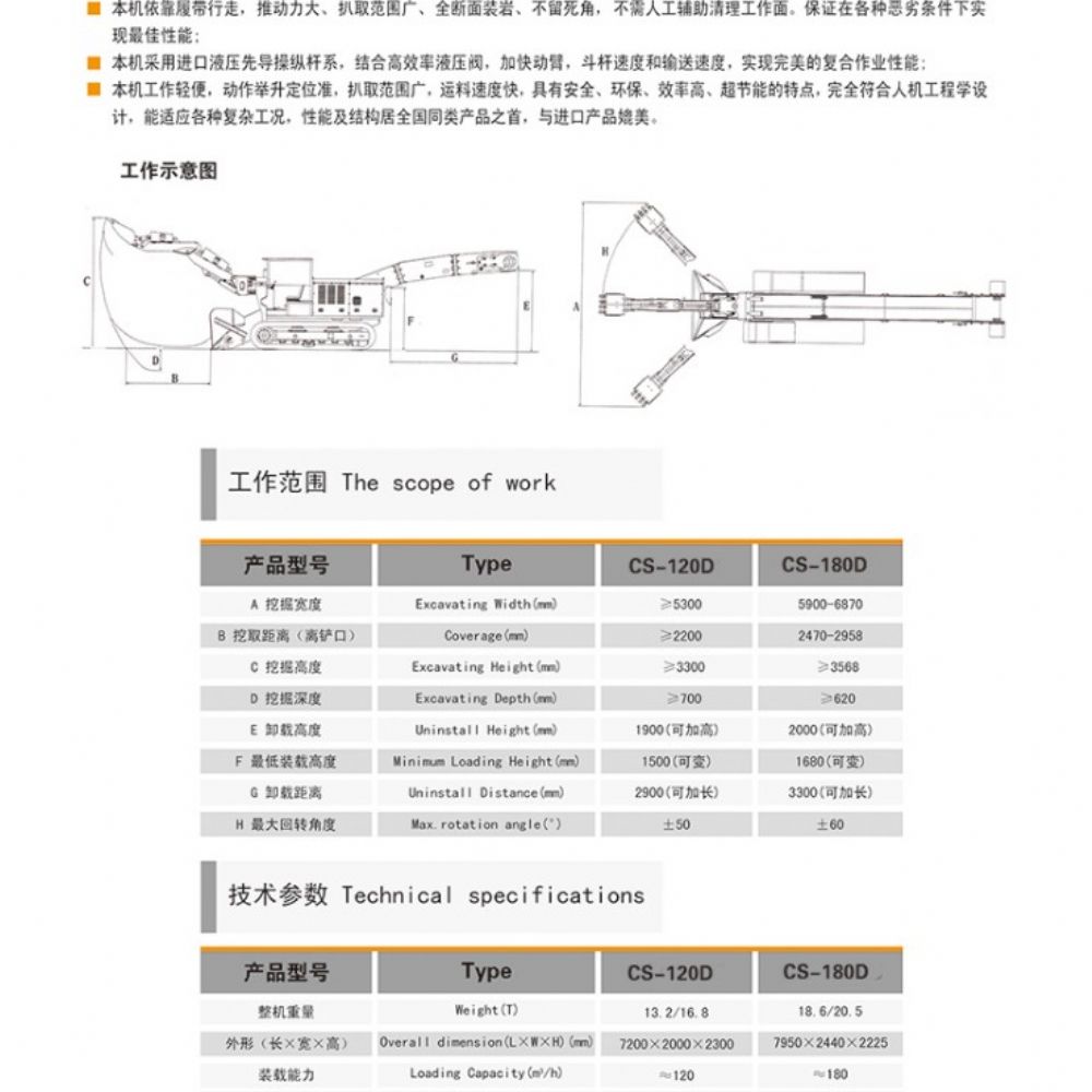 CS-120D大坡度专用履带式扒渣机